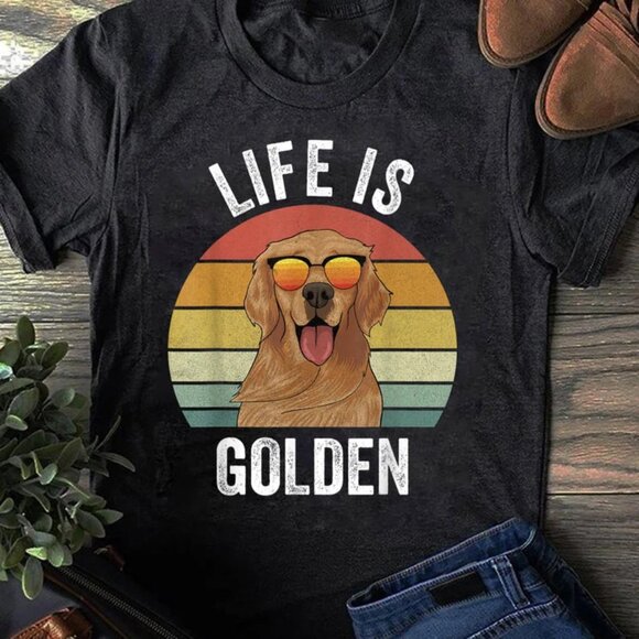 Tops - Retro Golden Retriever Funny Dog T-Shirt, Funny Dog Lover Christmas Shirt